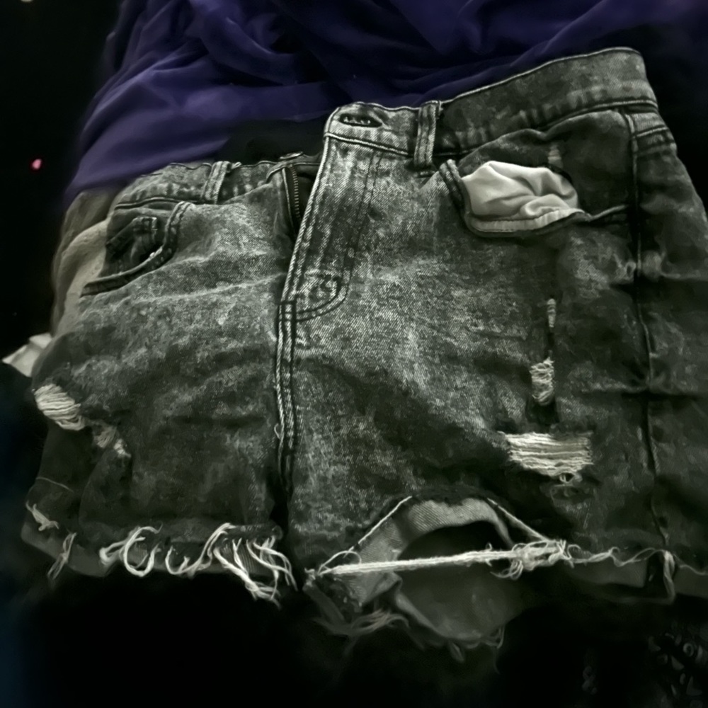 Ripped jean shorts